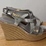 Cato Metallic Silver Snakeskin Wedges size 8.5 Photo 4