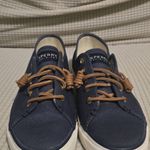 Sperry Blue and Brown Boat Shoes with Nautical Design Photo 1