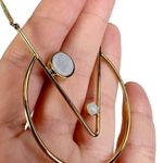 Gold Tone Geometric V Open Circle Long Chain Necklace Photo 2