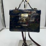 Patricia Nash Florentine Satchel Handbag Blue Horse Rider Print Leather Photo 2