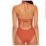 BECCA by Rebecca virtue Becca Pucker Up Cutout Ribbed One Piece Swim Orange Large Photo 5