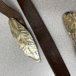 Mimi Di N Goldtone Leaf Buckle Snake Leather Belt Brown Womens Fits 30” Clasp Photo 5