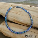 Handcrafted sparkly necklace with round Swarovski crystal beads Silver Photo 1