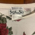 Vintage Floral Short Sleeve Sweater White Size L Photo 1