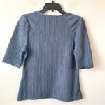Max Studio  Elbow‎ Sleeve Rib Knit Top Blue M Photo 4