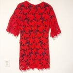 Tory Burch  Nicola Guipure Lace Dress Red Lined Size 2 Short Sleeve Photo 5