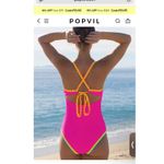 Popvil XL One Piece Swimsuit Hot Pink Criss Cross Bathing Suit neon bathing suit Photo 7