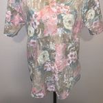 Denim Republic vintage pastel floral short sleeve button down shirt Pink Size 8 Photo 2
