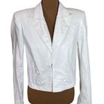 L'Agence L’Agence Dolly Cropped shoulder pad double breasted blazer in white size S Photo 0