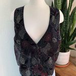 Vintage Floral Corduroy Vest L/XL Velvet Look 90s Black Photo 0