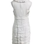 London Times  Silver Layered & Ruffled Neckline Lined Casual Trendy Chic Dress Photo 4