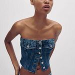 ZARA crop top corset denim jeans button up Photo 1