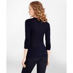 Brooks Brothers  Sweaters Women's Floral Silk-Cashmere Navy Sweater Medium Photo 2