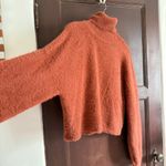 4SIENNA | Burnt Orange Fuzzy Cropped Balloon Sleeve Turtleneck Sweater | Small Photo 2