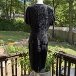VTG 90s Black Tie Black 100% Silk Sequin Beaded Dress size 14 Shoulder Pad Photo 3