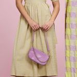 Topshop New  Seersucker Check Short Sleeve Midi Wrap Dress Lime Lilac Size 2 Photo 5