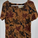 Vintage leaf print Brown Midi Dress 8 office neutral fall casual Photo 2