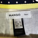 Mango  Suit Navy White Polka Dot Button Front Bomber Jacket Womens L Photo 5