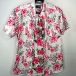 Sunrise Kingdom  Women’s White & Pink Hibiscus Hawaiian Shirt size Small Photo 0
