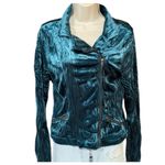 Mudd Shimmering Teal Moto Y2K Bomber Jacket Size XS Photo 1