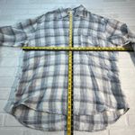 CP Shades  Shirt Womens Large Gray White Plaid‎ 100% Linen Boyfriend Button Up L Photo 1