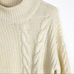Poof New York Ivory Knit Mock Neck Long Sleeves Sweater, Size Large Photo 3