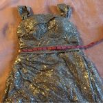 NWOT silver sequined sleeveless prom dress lace up back side slit size 2 Photo 9