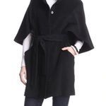 Hilary Radley NWT  Black Wool Blend Belted Coat Poncho Cape Small Photo 1