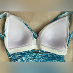 Lands' End  1pc Swimsuit Women 4 Blue White Floral Twist Pad Bra Draped Tropical Photo 4