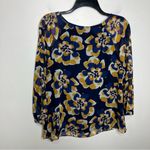 CAbi  Lydia floral‎ blouse blue yellow women’s size small Photo 7