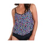Maxine of Hollywood Tankini Top Colorburst Flutter Hem Swimsuit NEW Size 16 Swim Photo 1