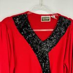Vintage Red Christmas Sweater Size Medium Sequins Bow Silk Angora Bow Photo 1