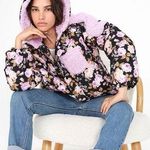 For Love & Lemons floral sherpa puffer hooded jacket Photo 0