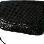 Whiting & Davis Black Leather Black Brass Circle Flat Mesh Crossbody Bag Photo 9