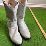 Justin Boots Vintage Justin Women's 7A Leather White Pearl Roper Western Boots Mid‎ Calf Photo 2