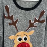 Holiday Time  Women's Black and Gray Crewneck Sweater Rudolph 3X sequins holiday Photo 6