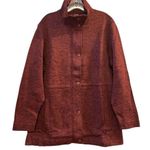 Lands' End Women's XL Red Sweater Fleece Lined Snap Overlay Full Zip Closure Photo 14