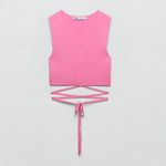 ZARA ‎ Women Bloggers Favorite Pink Sleeveless Knotted Waist Knit Top Size Large Photo 4