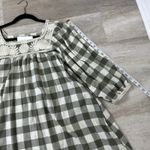 NEW Mi Golondrina Mexico Marta Dress Long Sleeves Women’s XS Cream Green Plaid Photo 7
