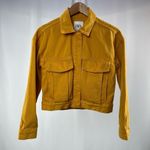 ZARA Cropped Boxy Denim Jean Jacket in Yellow Size Small Photo 1