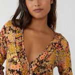 Free People NWT Heat Wave Midnight Combo Floral Long Sleeve Bodysuit Photo 4