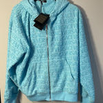 Versace  Allover Towel Full-Zip Hoodie in Light Blue - Large - IT44 - NWT Photo 0