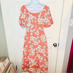 Modcloth  Parker & Rowe Floral Bloom Wildly Tiered Midi Dress Coral Orange XS Photo 6