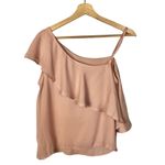 Boutique  Light Pink Ruffle One Shoulder Short Sleeve Blouse M Photo 1