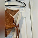 Paper Crane Brown White Animal Polka Dot Wrap Front Tie Side Tank Top Size S Photo 3