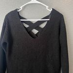Ambiance Apparel Black Crisscross Back Knit Sweater Photo 3