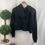 Bebe  Black Long Sleeve Logo Print Hoodie Cropped Sweater Top M Photo 1