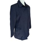 Women's dark blue long sleeve collared button down fully lined wool jacket 6 Photo 1