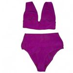 SKIMS Knit Swim Plunge Bikini Set – Magenta, Size M (Top + Bottom) Photo 3