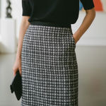 J.Crew  Lady Liberty Tweed Blue Metallic Houndstooth No. 2 Pencil 12 Photo 0